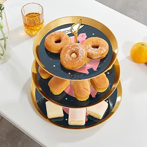 3 cu un nivel de desert cu un nivel de desert cupcake placă de fructe de plastic de servire suport pentru afișare pentru nunta