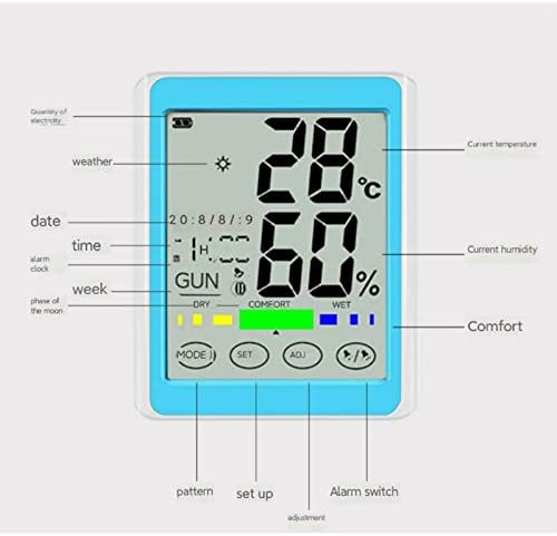 Xjjzs Termometru digital higrometru ecran tactil precis afișaj Digital montat pe perete termometru interior de uz casnic