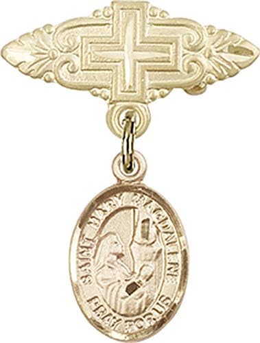 Bijuterii Obsession insigna pentru copii cu farmecul Sf. Maria Magdalena și insigna Pin cu cruce / Aur umplut insigna pentru