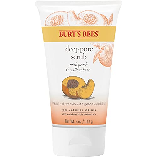 Burt ' s Bees Peach and Willow Bark Deep Pore Scrub, exfoliant facial exfoliant, 4 uncii