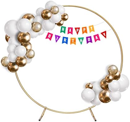 Kit rotund de arc de baloane din metal de aur, cadru de fundal al fundalului de nuntă pentru petreceri de naștere, duș de mireasă,