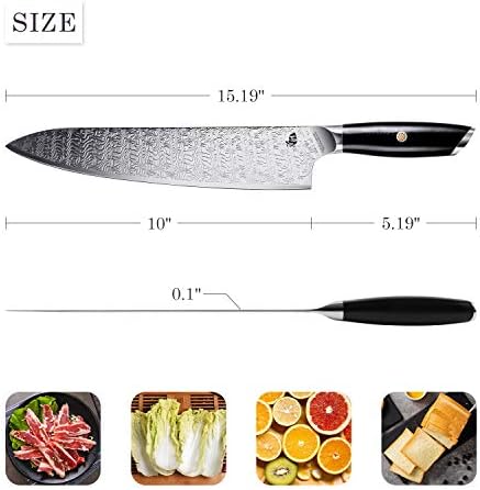 Cuțit TUO Chef 10 inch-cuțit de gătit pentru bucătărie ,cuțit pentru friptură de Bucătărie - 5 inch, cuțit bucătar japonez