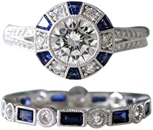 Inel de rășină cu flori Inel de coroană genial Set de inel de zircon Set bijuterii pentru femei - cuplu de nuntă cuplu care