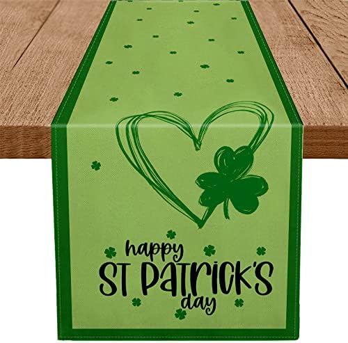 St Patricks Day Table Runner Happy St Patricks Day Shamrock Heart Green Decorațiuni de masă pentru petrecerea de Vacanță de