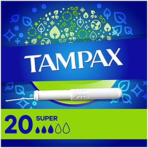 Tampax Tampons, Super Absorbență, Aplicator de carton, Fustă Leakgaurd, Nescentrat, 20 Count x 4 pachete