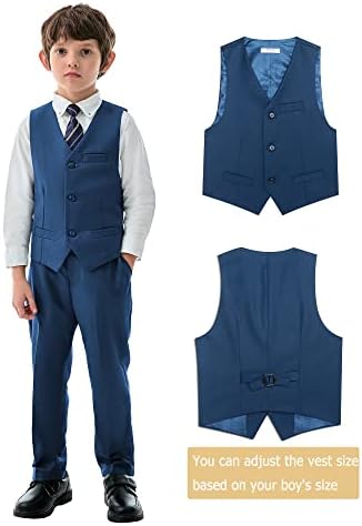 Boyoo Boy ' s 4 Piese formale costum set Slim fit Blazers tinuta cu jacheta, vesta, pantaloni rochie și cravată pentru copii