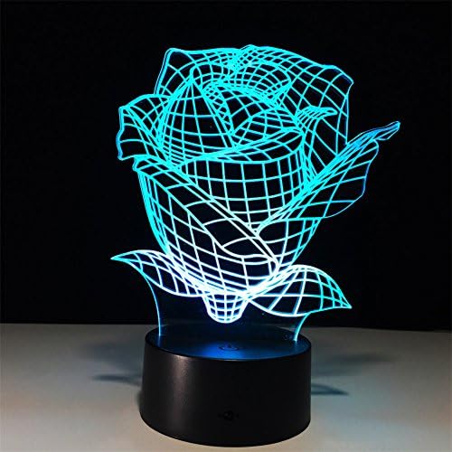 Deerbird® Rose Flower 3D Iluzie optică Vizualizare Vizualizare LED Artă Sculptură de la distanță Lumini de noapte Lumină de noapte cu control tactil și 7 culori Schimbați pentru cadou de Ziua Îndrăgostiților