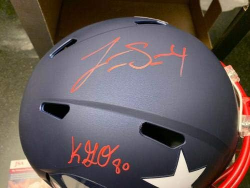 Jarrett Stidham Gunner Olszewski a semnat FS AMP New England Patriots casca JSA-autografe NFL Căști