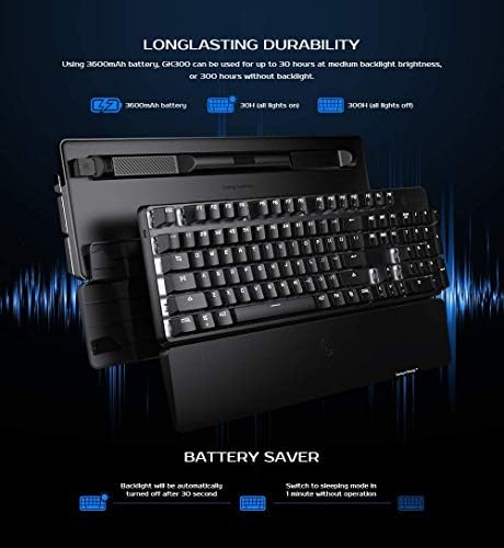 GameSir Gk300 Tastatură mecanică fără fir pentru jocuri 2.4 GHz Dongle + conectivitate Blutooth , LED RGB retroiluminat, 104