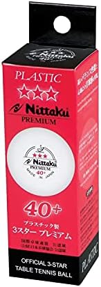 Nitaku NB-1300 cu trei stele Premium Tennis Ball, bilă certificată rigidă, plastic, pachet de 3, alb, 1,6 inci