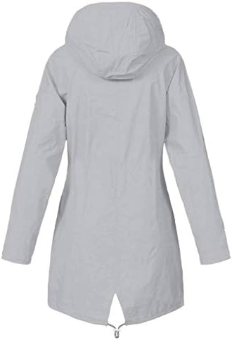 Jachetă de ploaie pentru femei cu mânecă lungă ușoară cu mânecă de vânt geacă de îmbrăcăminte sport cu glugă cu fermoar up rotile de sacou lung