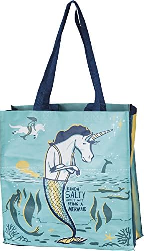Primitive de Kathy Kinda 'Salty despre a nu fi o geantă de piață mare de sirenă în sirena unicorn design | 15.50 x 15.25 x