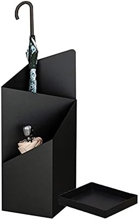WXXGY Umbrella Stand Metal Geometric cu o tavă independentă de picurare adecvată pentru Home Hotel Office/Negru