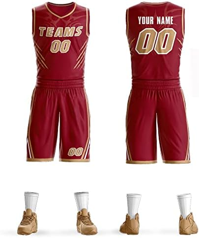 Pantaloni scurți din tricou de baschet personalizat imprimat numele echipei Numărul Logo uniformă de baschet personalizată