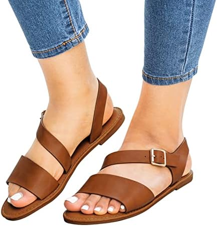 Sandale de plajă rvidbe pentru femei, sandale plate pentru femei vara la modă flip -flops sandale catarama pantofi pentru plimbări în aer liber pantofi de mers în aer liber