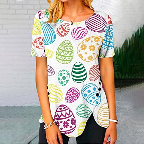 Femeie Tricou de Paște Cauzal Gât rotund Iepure amuzant Imprimat Tricouri drăguțe Bluze îmbrăcate cu mânecă scurtă Tricou Tricou de vacanță