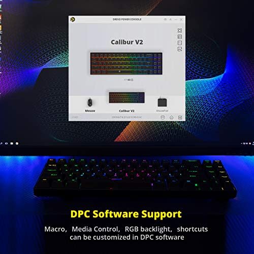 DREVO Calibur V2 te RGB 60% Tastatură mecanică pentru jocuri cu fir, compactă mică cu 71 de taste, funcționează pentru PC / Mac, USB detașabil Type-C, comutator Outemu Brown, Negru