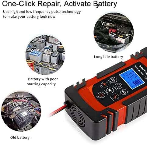Încărcător de baterii auto, încărcător inteligent pentru baterie rapidă 4a 6a 8a 12v 24V Motociclete Camionuri de stocare acid
