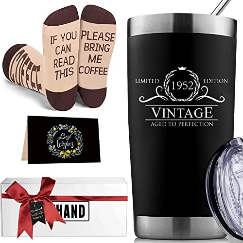 71 de cadouri de ziua de naștere Set pentru femei pentru bărbați cafea de cafea cu capac cu capac 20 oz -vintage 1952 aniversare