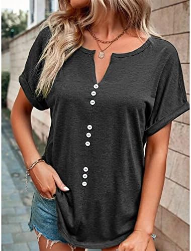 Bluză fete adolescente vara toamna 2023 cu mânecă scurtă vneck bumbac bumbac în jos în sus tee de bluză de bază pentru femei