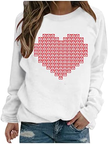 Cadou de Ziua Îndrăgostiților Cămașă cu mânecă lungă pentru femei Bloc de culori Indearare Heart Graphic Tricou Top Cute Crewneck