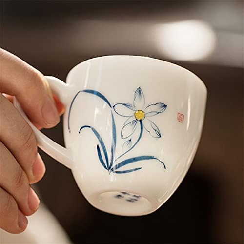 Dodouna ceramică vopsită manual maestru ceașcă de ceai cu mâner de porțelan alb ceai de porțelan simplu chinezesc cană