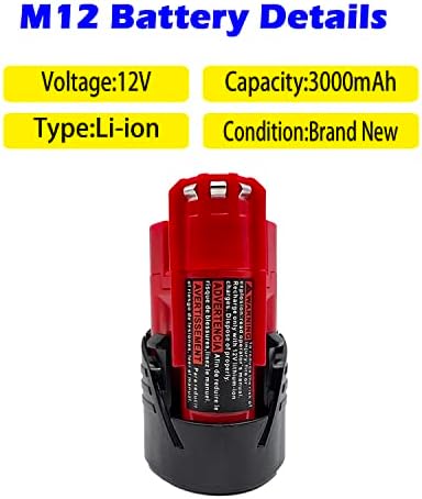 Baterie de înlocuire Skyon 12V 3AH compatibilă cu Milwaukee M12 48-11-2440 48-11-2412 48-11-2460 48-11-2411 48-11-2420 48-11-2401