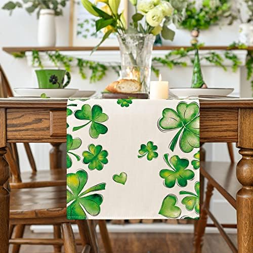 Modul Artoid tufe de trifoi Verde alergător de masă de Ziua Sfântului Patrick, Vacanță de primăvară sezonieră bucătărie decor