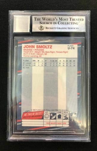 John Smoltz a semnat 1988 Fleer Update Card Rookie Bas Grade Auto Perfect 10 - Baseball Slabbed Autographed Cards