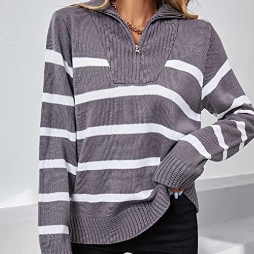 Pulovere cu jumătate de fermoar pentru femei topuri casual standuri cu guler cu guler imprimeu tricot tricotat pulover pulover