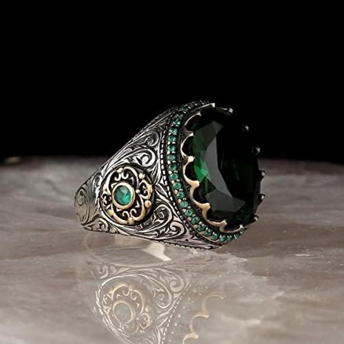 2023 Nou inel de diamant Diamond formă rotundă rotundă vintage mare inel prețios Saphire inel cadou inel verde inel inel de