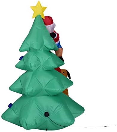 Zyx gonflabil pom de Crăciun Iluminat cu suflantă Moș Crăciun alpinism pe pomul de Crăciun urmărit de decorarea câinilor pentru