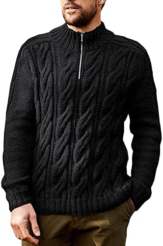 Pulover pentru bărbați ymosrh de iarnă Turtleneck cu mânecă lungă pulover pulover cu gât blat cu fermoar pulovere pulover pentru