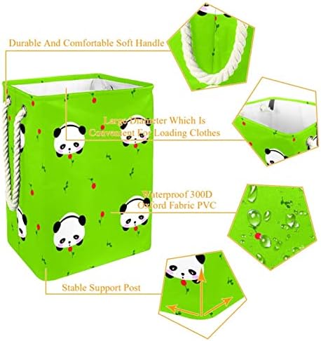 Floare de desene animate și crenguță cu spălătorie panda cu mânere coșuri mari pliabile pentru coșul de depozitare, cameră