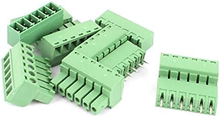 X-Dree 5 perechi verde 6p 3,81mm Distanță PCB șurub Conector bloc de bloc 300V 8a (5 perechi verde 6p 3,81mm spaziatura PCB