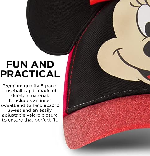 Șapcă de Baseball Disney, urechi Minnie Mouse reglabile pentru copii mici 2-4 sau pălării pentru fete pentru copii cu vârste