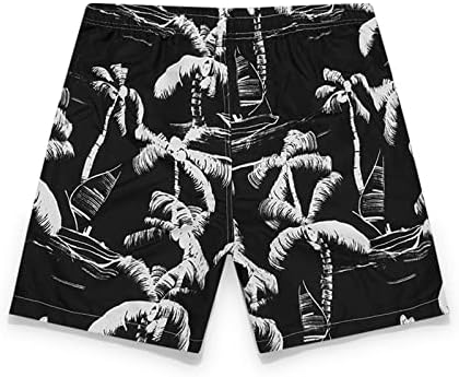 Wenkomg1 pantaloni scurți pentru bărbați, pantaloni scurți de plajă tropicali imprimați hawaiian drawstring eluatstic talian