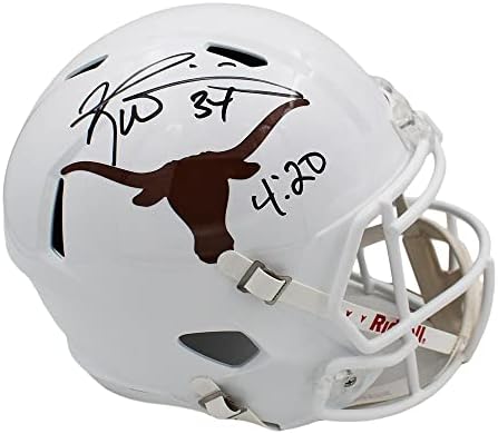 Ricky Williams a semnat casca NCAA Texas Longhorns Speed Full Size cu inscripția 4:20 - căști de colegiu autografate