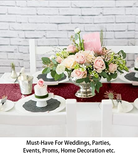 Decor de nuntă 12x120 -inch burgundy paiete de masă alergător pentru bebeluși decorațiuni de duș cu sclipici alergător de masă
