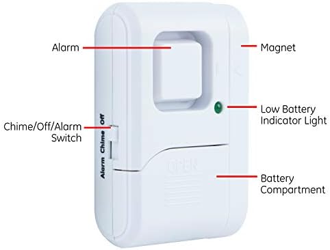 Ge Personal Security Alarm Kit, include Deluxe Door Alarm, alb & amp; fereastră/ușă de securitate personală, pachet 4, protecție DIY, alertă antiefracție, Wireless, sonerie/alarmă, instalare ușoară, pachet 4