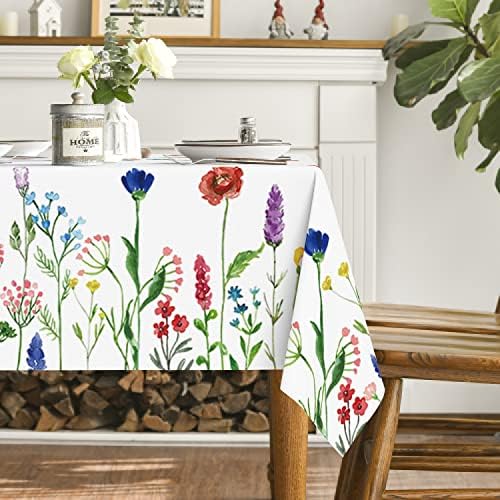 Moralaily Spring Summer Summer Tablecloth 60x104 inch, Floral Wild Flowers Cover pentru petrecere pentru picnic decor pentru