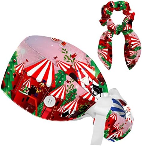 Reglabil Scrub bufant capace Crăciun decorare lucru pălărie păr acoperi cu coada de cal husă moale chirurgicale Asistenta Cap