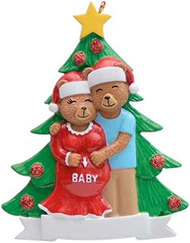 MAXORA COUPLIE DE Urs Garnitură Familie de 2 Ornament de Crăciun Personalizat 2022 Ne așteptăm la un nou cadou personalizat