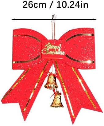 Decorație de brad de Crăciun Red Big Bow 13cm cu partiție de mașini cu pandantiv clopot