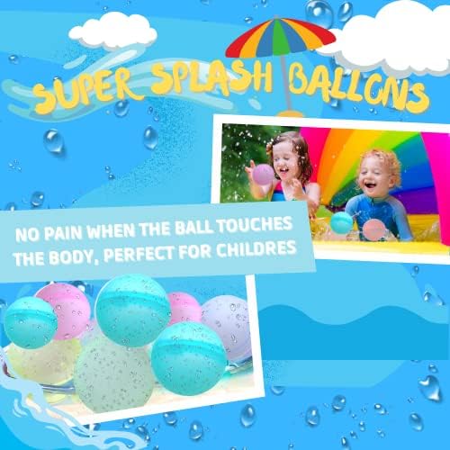 Baloane cu apă reutilizabilă, jucărie de vară jucărie pentru copii pentru băieți pentru băieți și fete, jucării pentru copii cu vârste cuprinse între 3-8 ani, jocuri cu apă Jucării auto-sigilare bilă pentru apă pentru distracție 6pack, multicolor