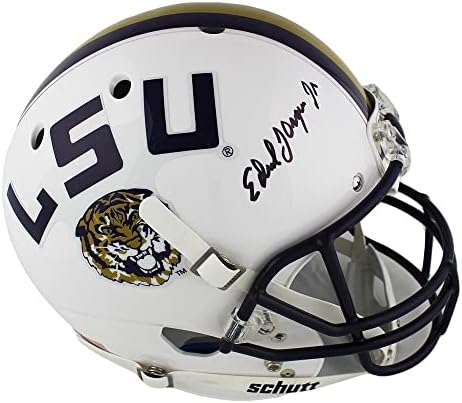 Ed Orgeron a semnat LSU Tigers Schutt cască albă NCAA de dimensiuni mari-căști de colegiu autografate
