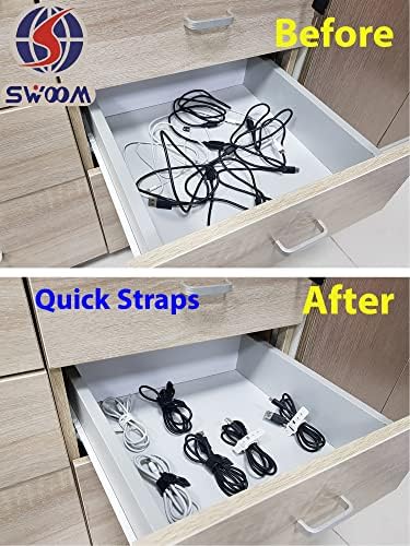 Legături de cablu din silicon SWOOM, gestionarea cablurilor de fixare, organizator de sârmă reutilizabilă, curele de cablu