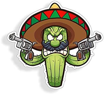 Angry Cactus mexican sombrero Pistol Man Sticker Vinil Die Die Cup Cup Laptop Decalare grafică
