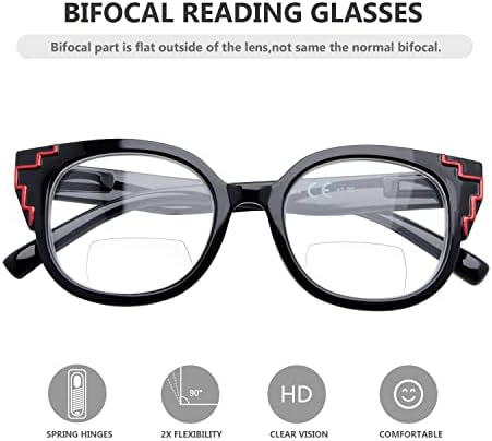 Ochelari de citire bifocul cu 4 pachete pentru femei pentru femei Oval Lens Bi-focal Readers