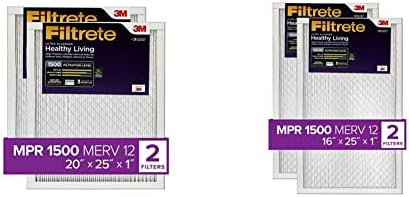 Filtrete 20x25x1 filtru de aer MPR 1500 MERV 12, sănătos de viață ultra alergen ,2-Pack & amp; 16x25x1 filtru de aer MPR 1500